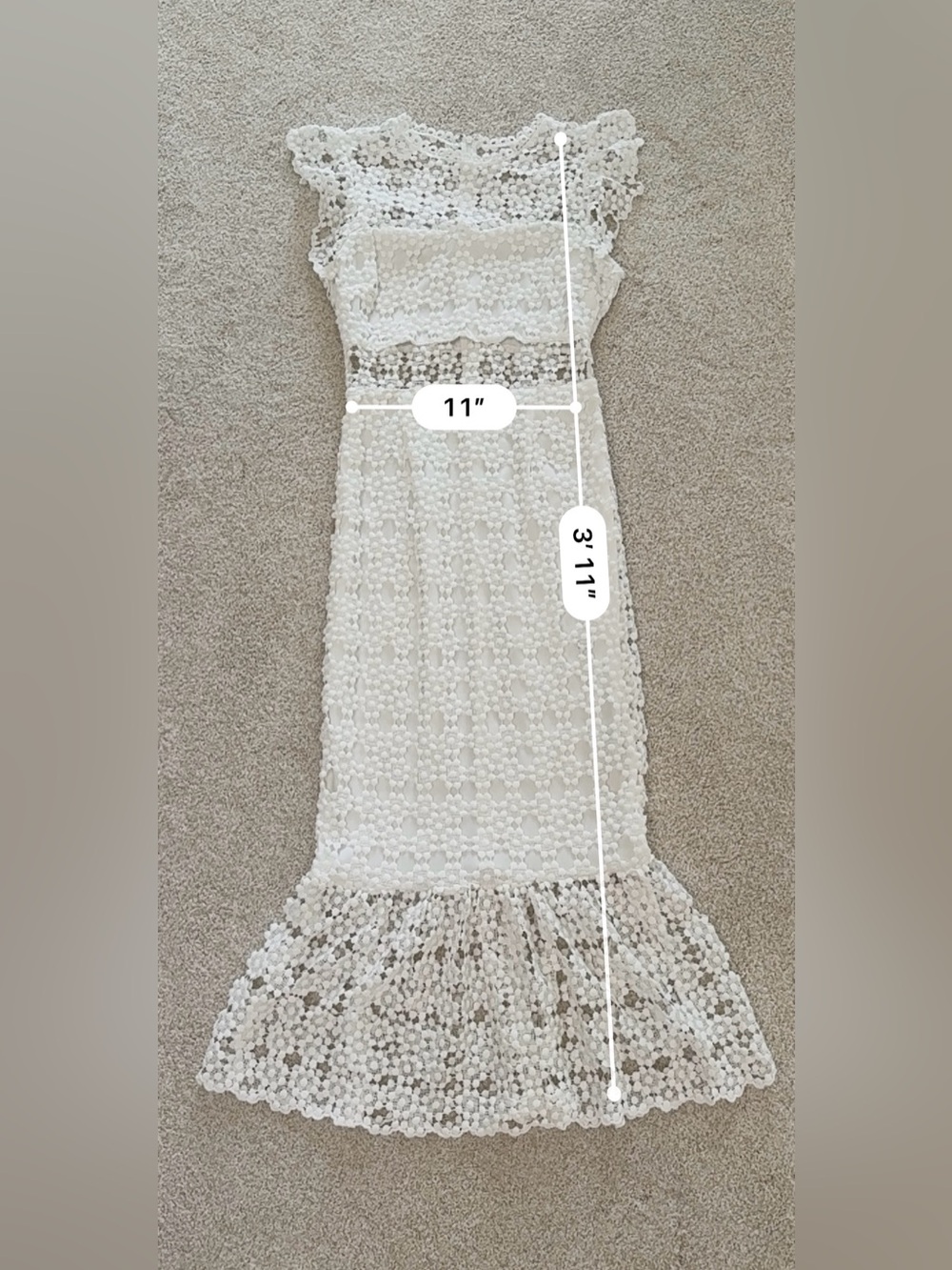 White Crochet Midi Dress - Picture 9 of 16